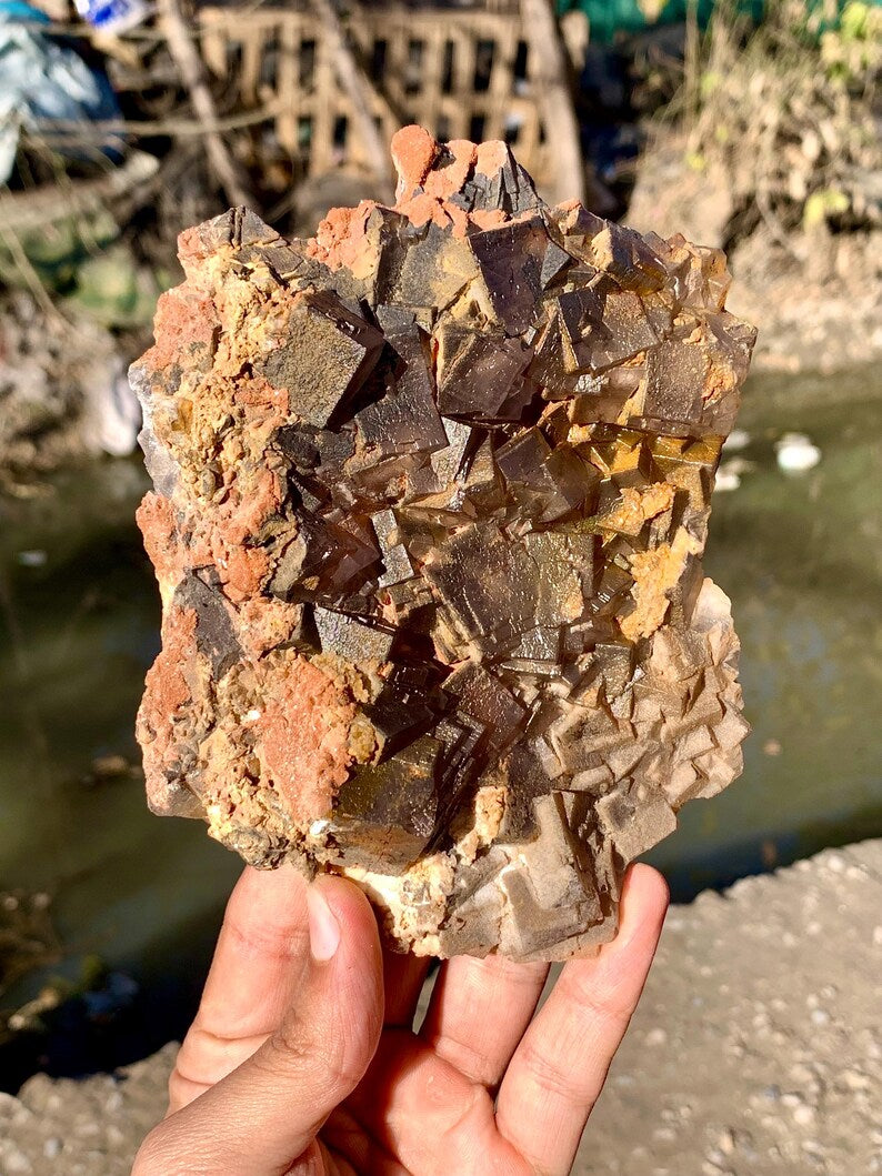 Cubic Purple Phantom Fluorite Specimen from Pakistan - 515 Gram