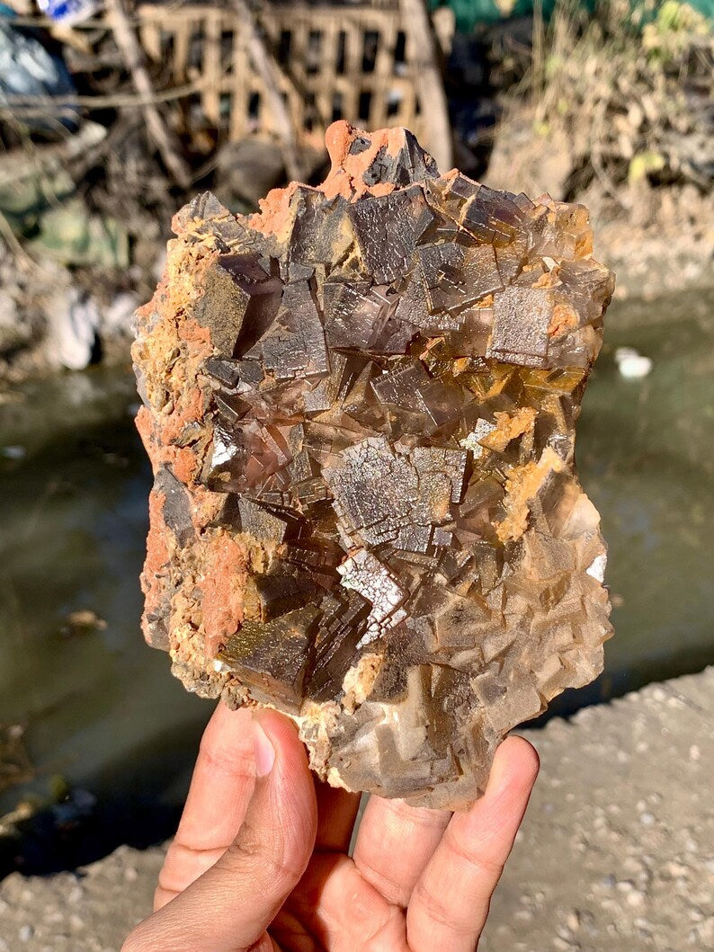 Cubic Purple Phantom Fluorite Specimen from Pakistan - 515 Gram