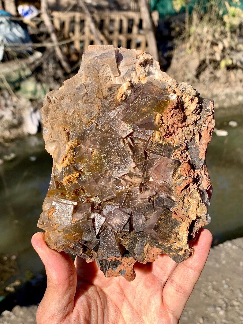 Cubic Purple Phantom Fluorite Specimen from Pakistan - 515 Gram