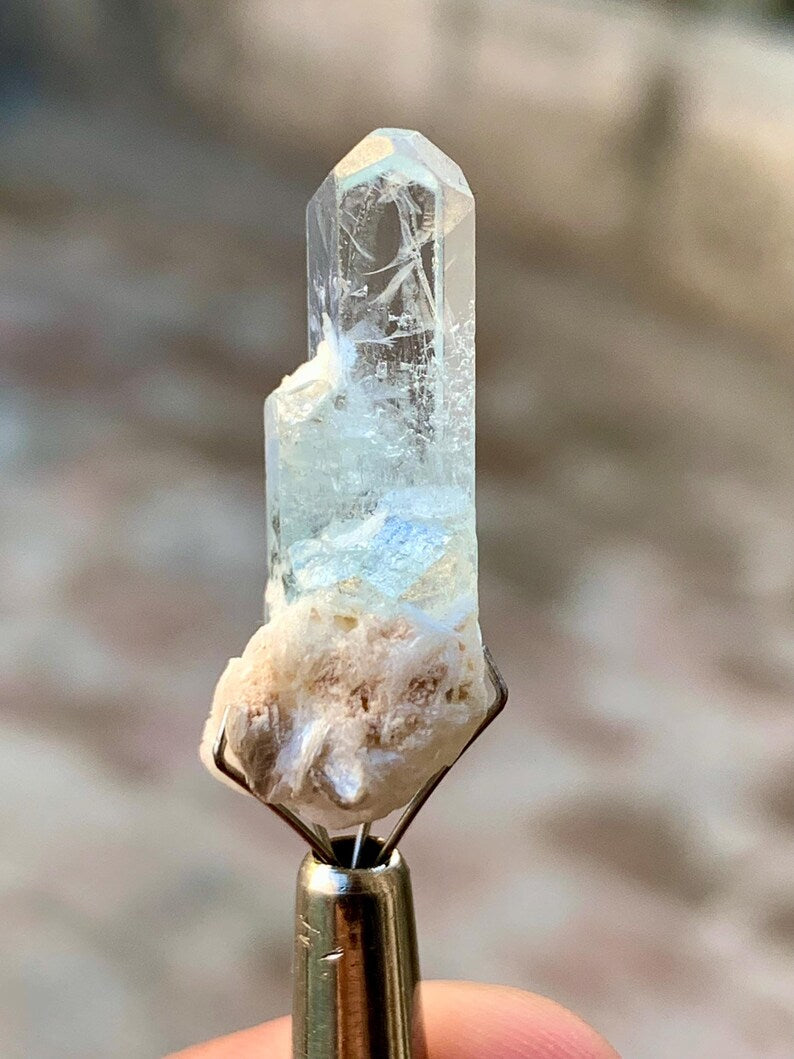 Transparent Diamond Cut Blue Aquamarine with DNA inclsuions from Pakistan