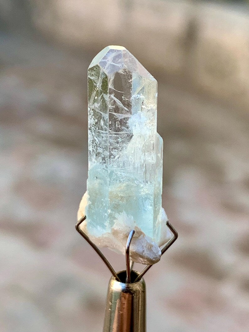 Transparent Diamond Cut Blue Aquamarine with DNA inclsuions from Pakistan
