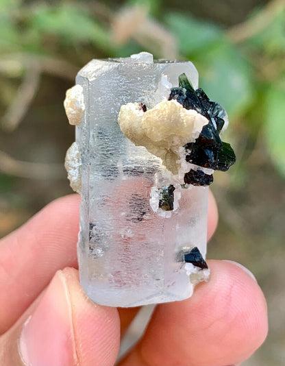 Blue Aquamarine with Green Cap Tourmaline Combined Mineral from Pakistan - 15 Gram