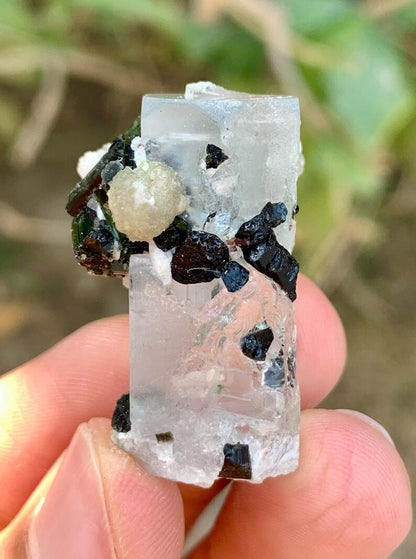 Blue Aquamarine with Green Cap Tourmaline Combined Mineral from Pakistan - 15 Gram