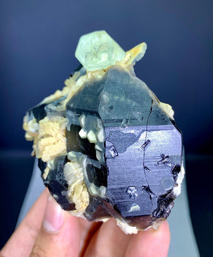 Yellow Heliodor on Smoky Quartz and Mica from Pakistan - 159 Gram