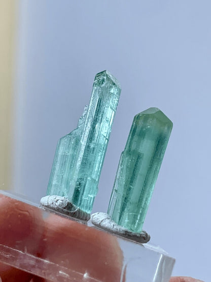 Natural terminated Blue Tourmaline Crystals Pair from Afghanistan - 11.00 Carats