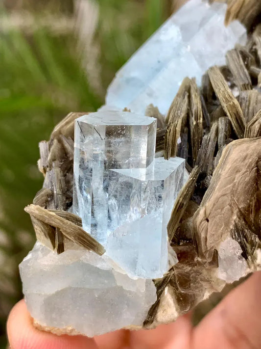 Gemmy Blue Aquamarine Crystals with Star Mica from Pakistan - 110 Gram