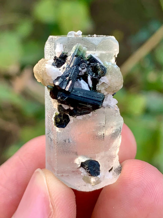 Blue Aquamarine with Green Cap Tourmaline Combined Mineral from Pakistan - 15 Gram