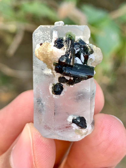 Blue Aquamarine with Green Cap Tourmaline Combined Mineral from Pakistan - 15 Gram