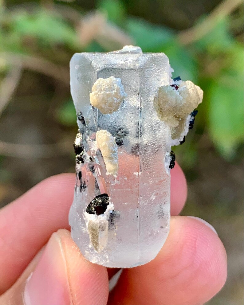 Blue Aquamarine with Green Cap Tourmaline Combined Mineral from Pakistan - 15 Gram