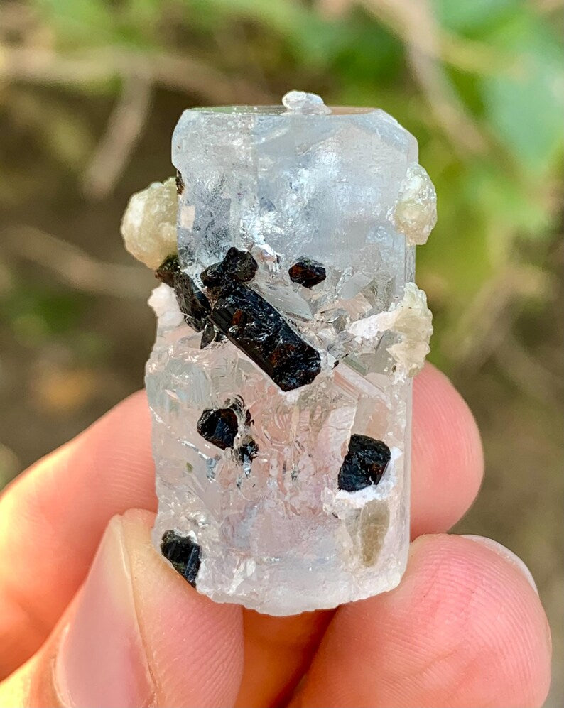 Blue Aquamarine with Green Cap Tourmaline Combined Mineral from Pakistan - 15 Gram
