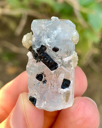 Blue Aquamarine with Green Cap Tourmaline Combined Mineral from Pakistan - 15 Gram
