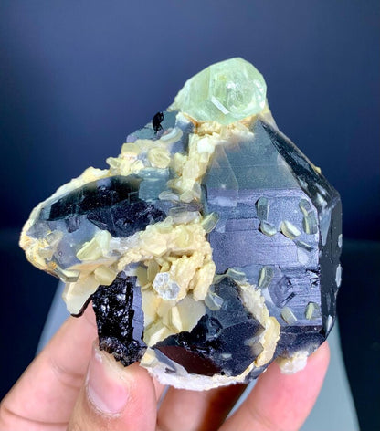 Yellow Heliodor on Smoky Quartz and Mica from Pakistan - 159 Gram
