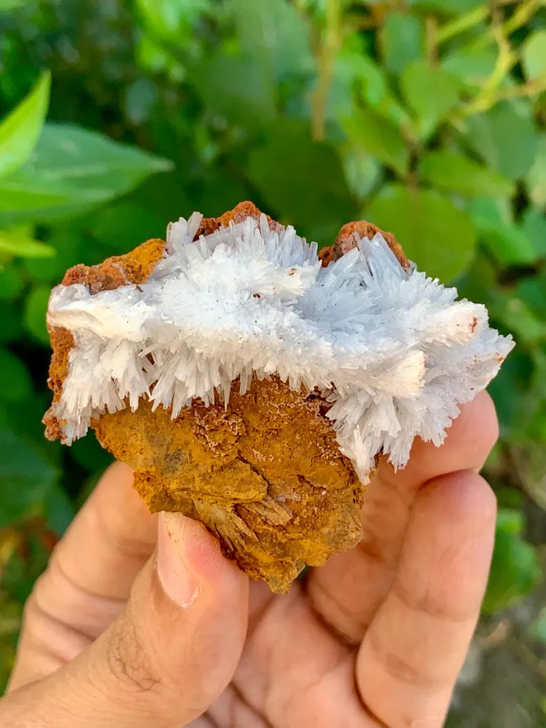 Crystallized White Aragonite Crystals on Matrix from Pakistan - 52 Gram