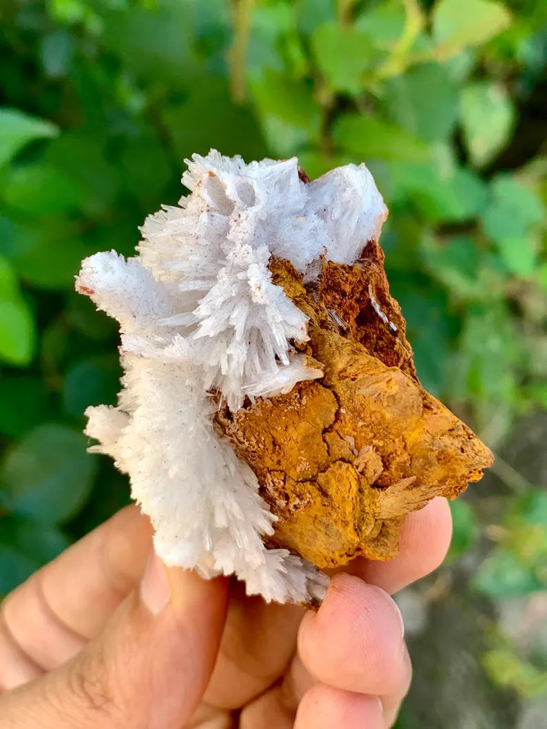 Crystallized White Aragonite Crystals on Matrix from Pakistan - 52 Gram
