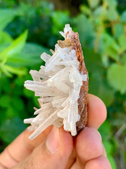 Natural Crystallized white Aragonite Crystals Spikes on Matrix, Rare find from Pakistan 15 Gram