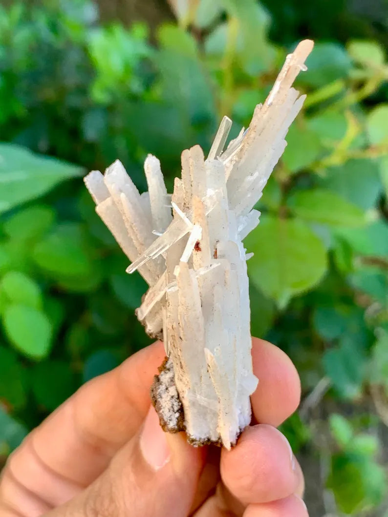 Crystallized white Aragonite Crystals on Matrix Specimen from Pakistan 20 Gram