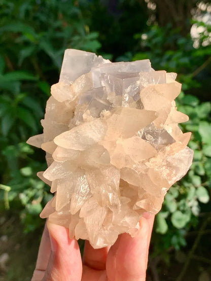 Cubic Purple Fluorite with Dog Tooth Calcite from Pakistan - 318 Gram
