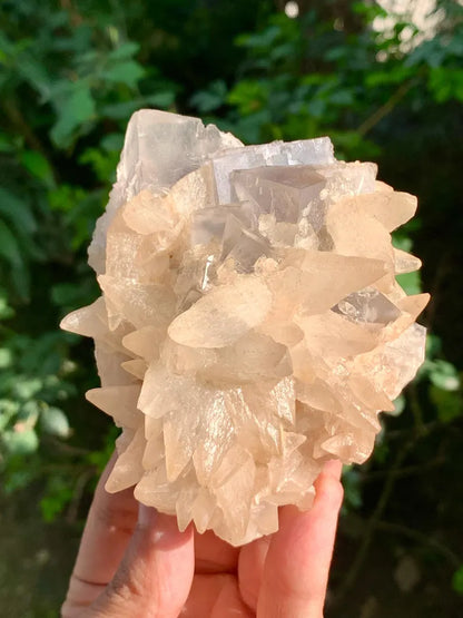 Cubic Purple Fluorite with Dog Tooth Calcite from Pakistan - 318 Gram