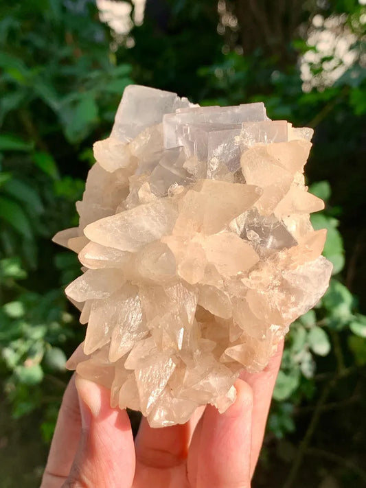 Cubic Purple Fluorite with Dog Tooth Calcite from Pakistan - 318 Gram