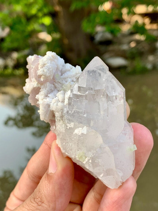 Natural Green Tourmaline, Quartz and Lepidolite Combined Specimen from Pakistan - 97 Gram
