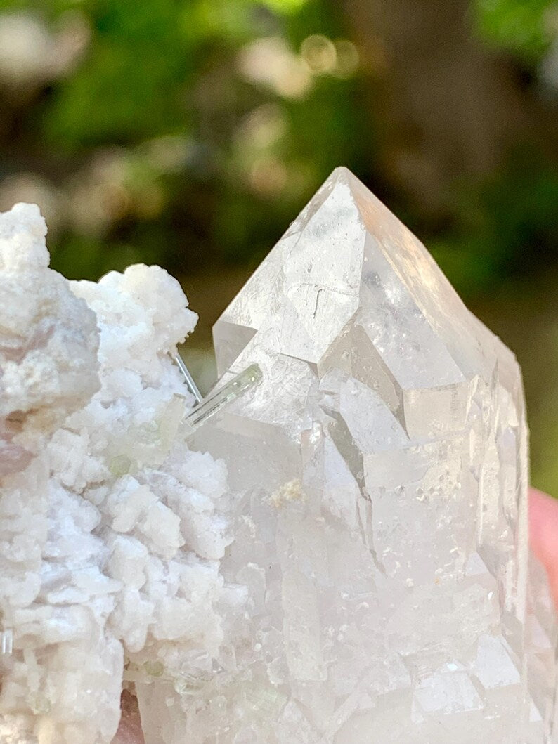 Natural Green Tourmaline, Quartz and Lepidolite Combined Specimen from Pakistan - 97 Gram
