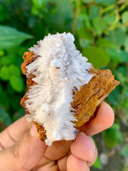 Crystallized White Aragonite Crystals on Matrix from Pakistan - 52 Gram
