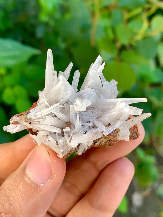 Natural Crystallized white Aragonite Crystals Spikes on Matrix, Rare find from Pakistan 15 Gram