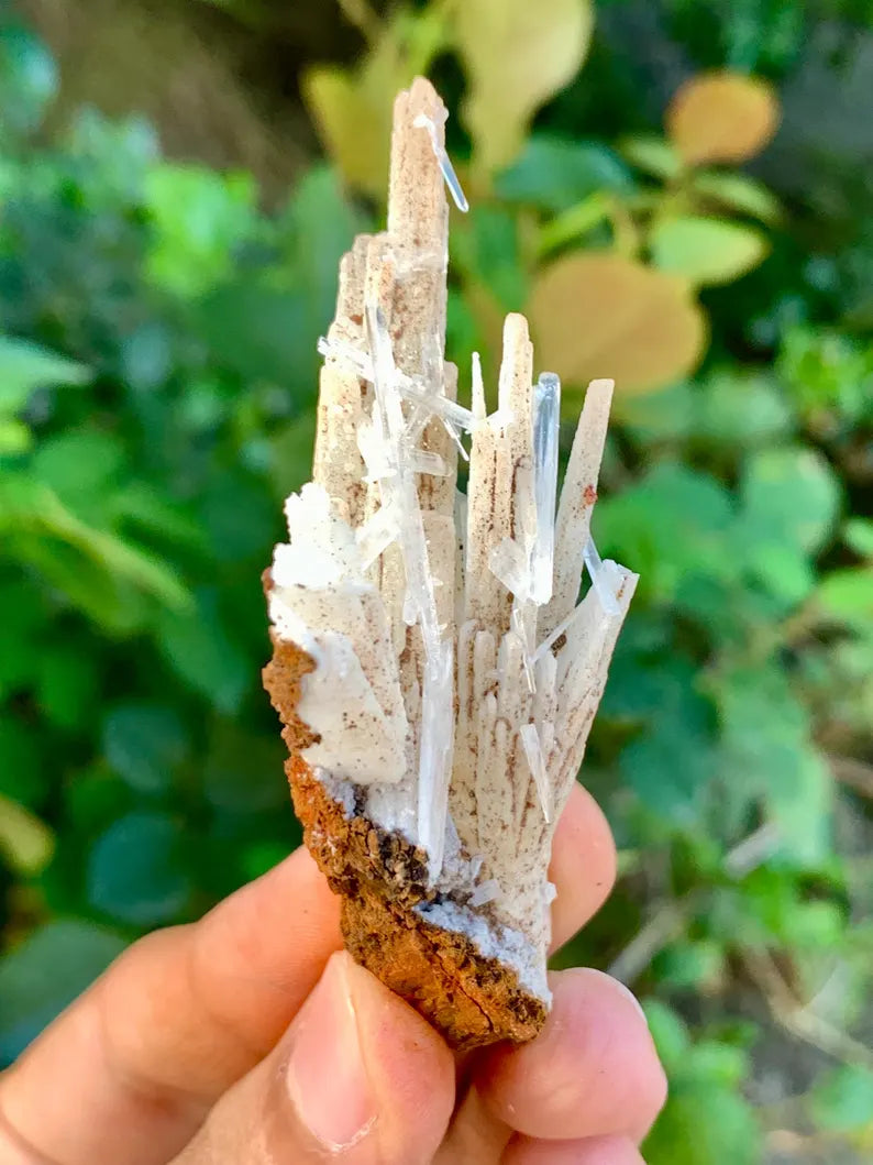 Crystallized white Aragonite Crystals on Matrix Specimen from Pakistan 20 Gram