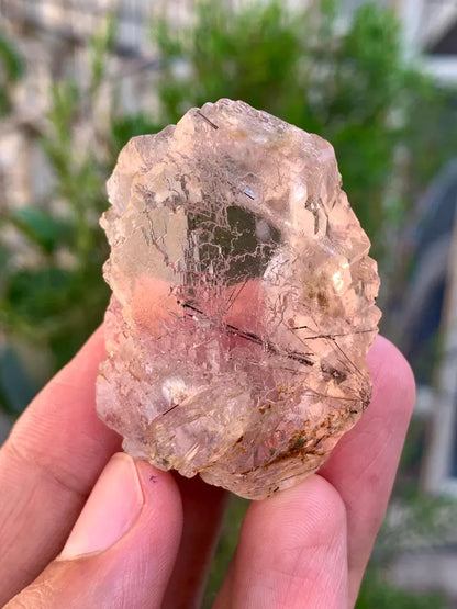 Faceted Pink Transparent Fluorite with Rutile from Pakistan - 50 Gram