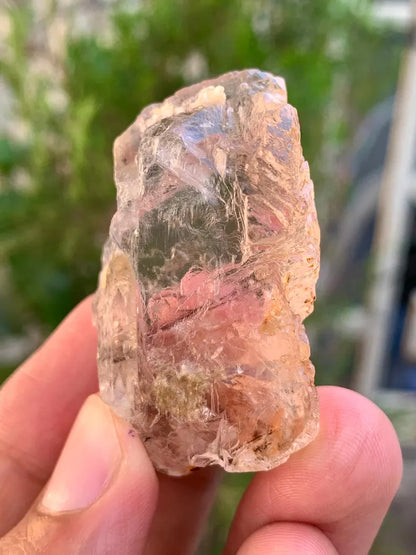 Faceted Pink Transparent Fluorite with Rutile from Pakistan - 50 Gram