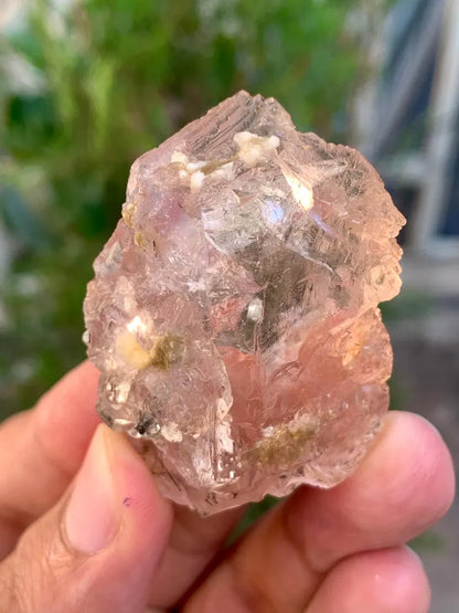 Faceted Pink Transparent Fluorite with Rutile from Pakistan - 50 Gram