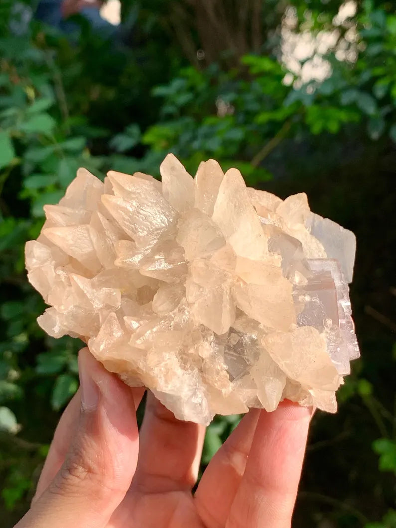 Cubic Purple Fluorite with Dog Tooth Calcite from Pakistan - 318 Gram