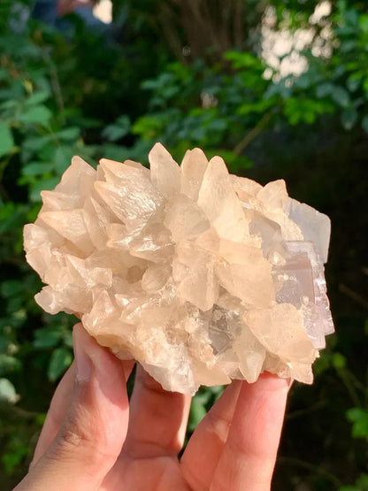 Cubic Purple Fluorite with Dog Tooth Calcite from Pakistan - 318 Gram