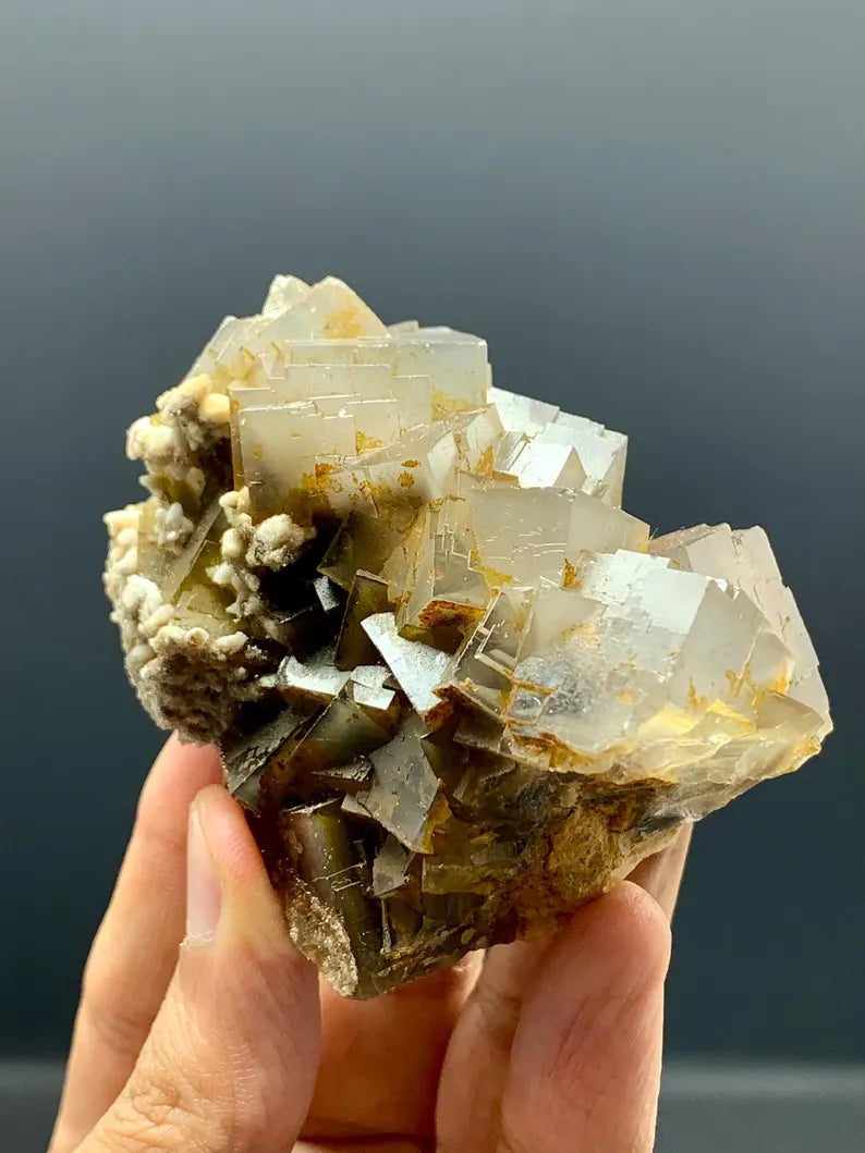 Cubic Purple Phantom FLuorite Specimen from Pakistan 172 Gram