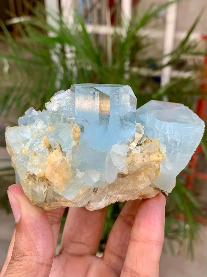 Natural Diamond Cut Blue Aquamarine Crystal from Pakistan - 294 Gram