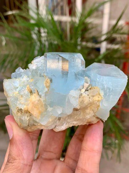 Natural Diamond Cut Blue Aquamarine Crystal from Pakistan - 294 Gram
