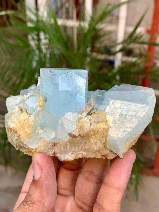 Natural Diamond Cut Blue Aquamarine Crystal from Pakistan - 294 Gram