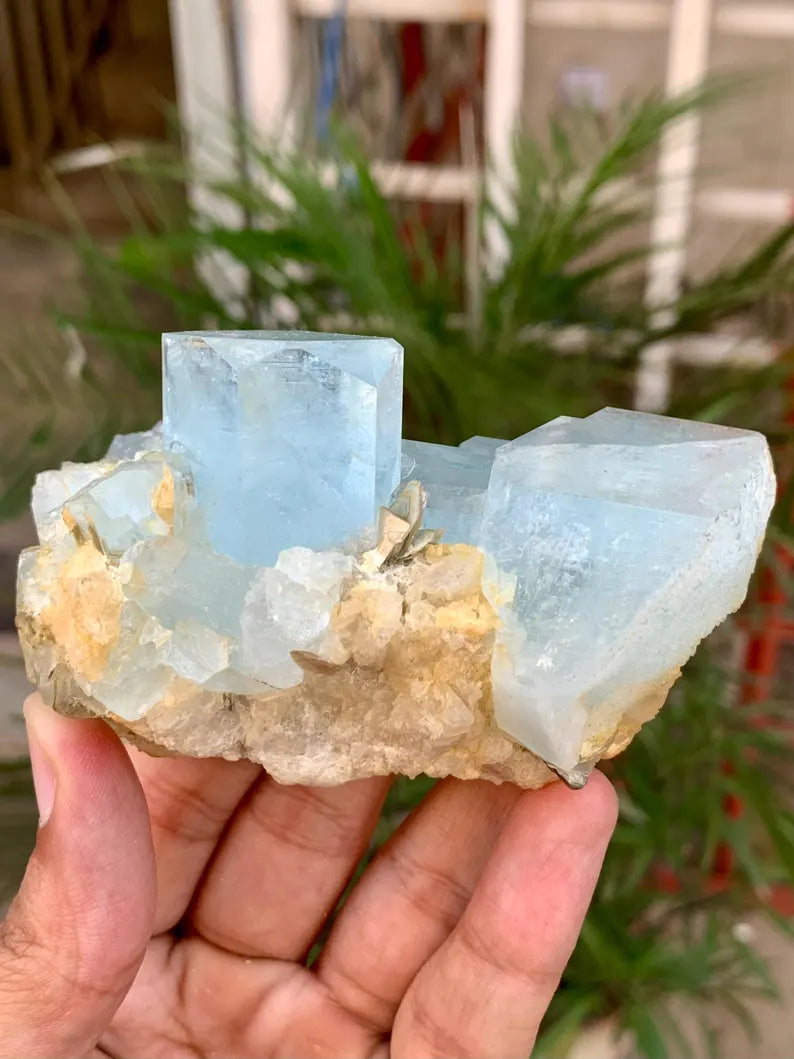 Natural Diamond Cut Blue Aquamarine Crystal from Pakistan - 294 Gram