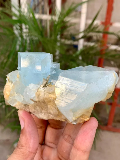 Natural Diamond Cut Blue Aquamarine Crystal from Pakistan - 294 Gram