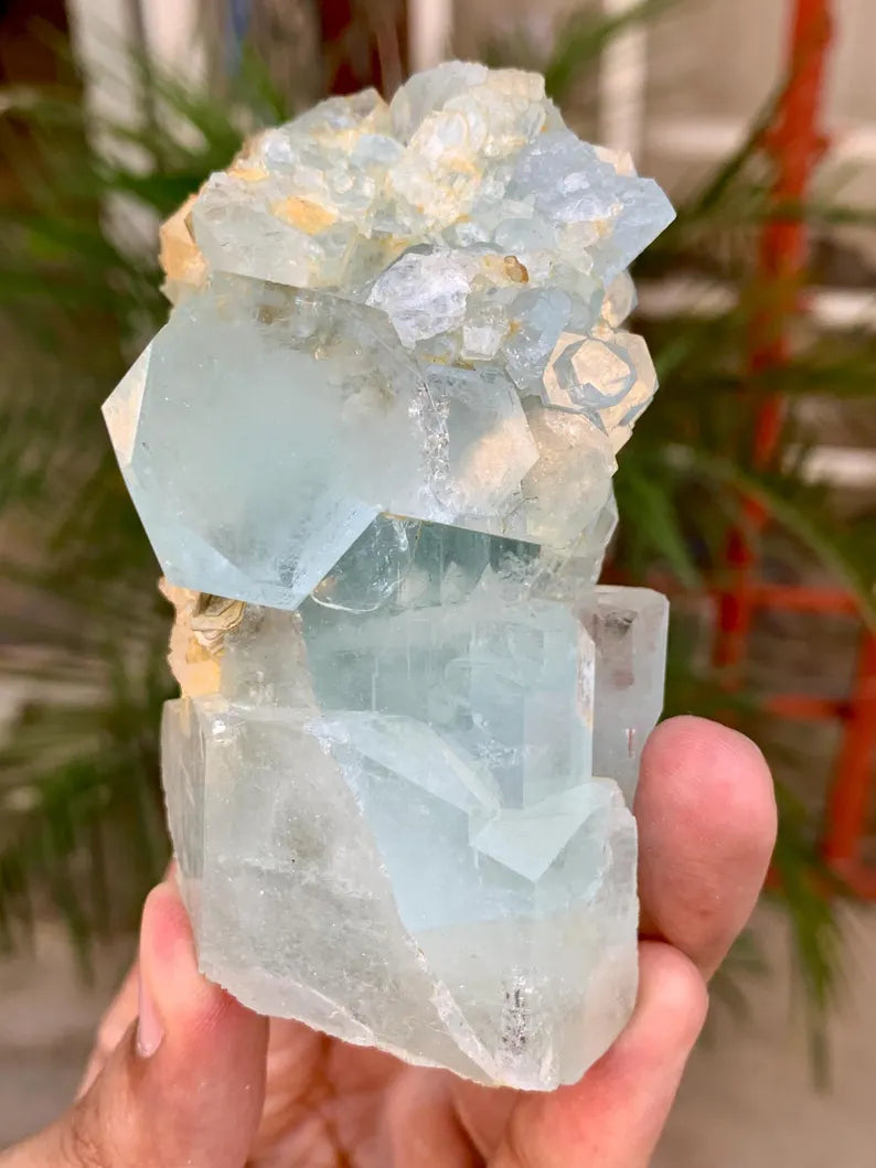 Natural Diamond Cut Blue Aquamarine Crystal from Pakistan - 294 Gram