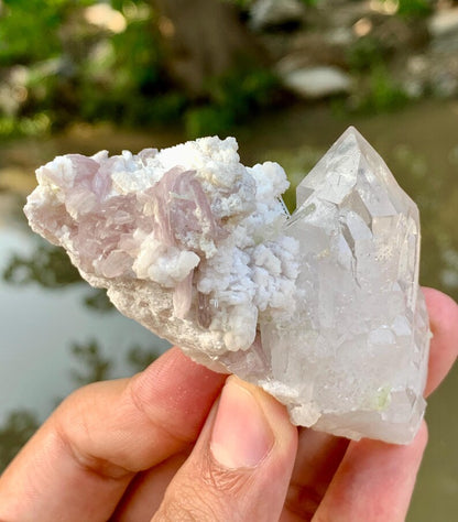 Natural Green Tourmaline, Quartz and Lepidolite Combined Specimen from Pakistan - 97 Gram