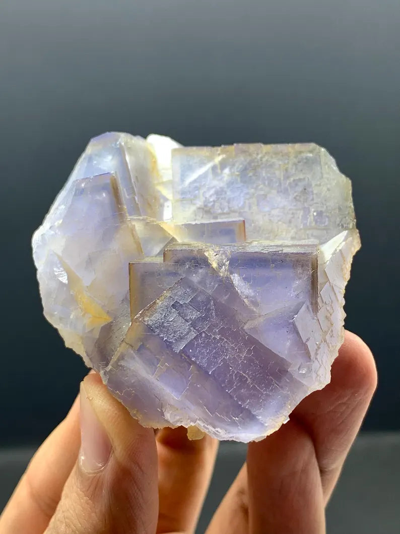 Cubic Purple Phantom Fluorite Crystals SPecimen from Pakistan - 160 Gram