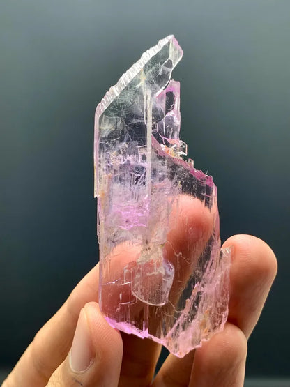 Natural Transparent Pink Water Etched Kunzite Crystal from Afghanistan - 23 Gram