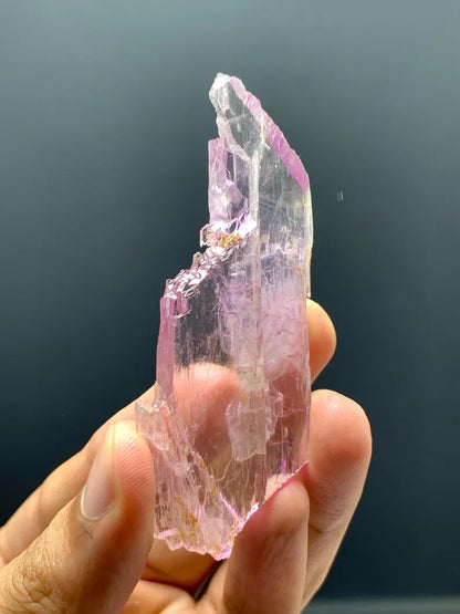 Natural Transparent Pink Water Etched Kunzite Crystal from Afghanistan - 23 Gram