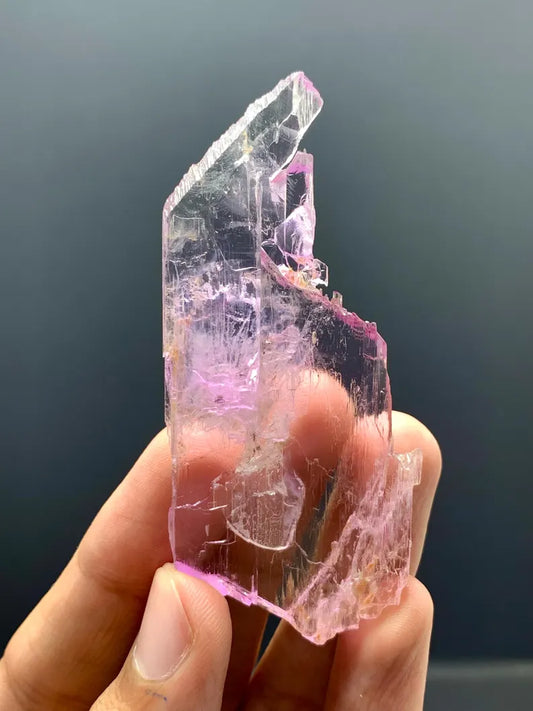 Natural Transparent Pink Water Etched Kunzite Crystal from Afghanistan - 23 Gram