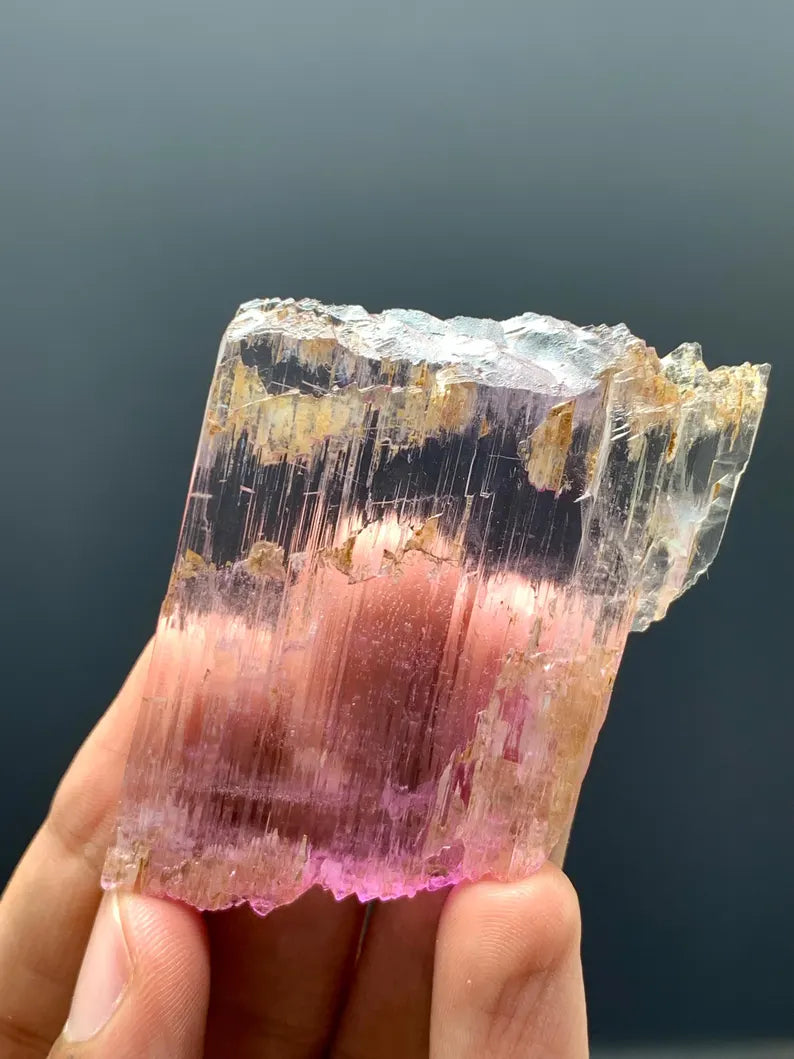 Natural Water Etched Transparent Pink FLuorescent Kunzite Crystal from Afghanistan - 30 Gram