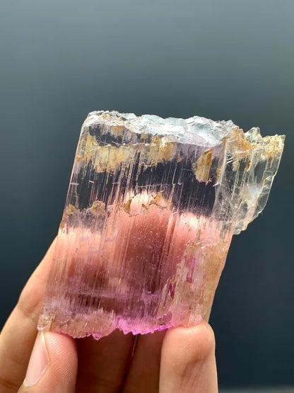 Natural Water Etched Transparent Pink FLuorescent Kunzite Crystal from Afghanistan - 30 Gram