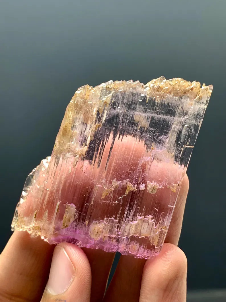 Natural Water Etched Transparent Pink FLuorescent Kunzite Crystal from Afghanistan - 30 Gram