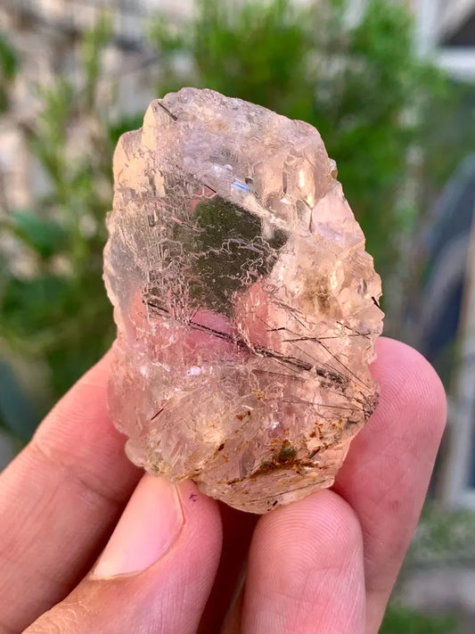 Faceted Pink Transparent Fluorite with Rutile from Pakistan - 50 Gram