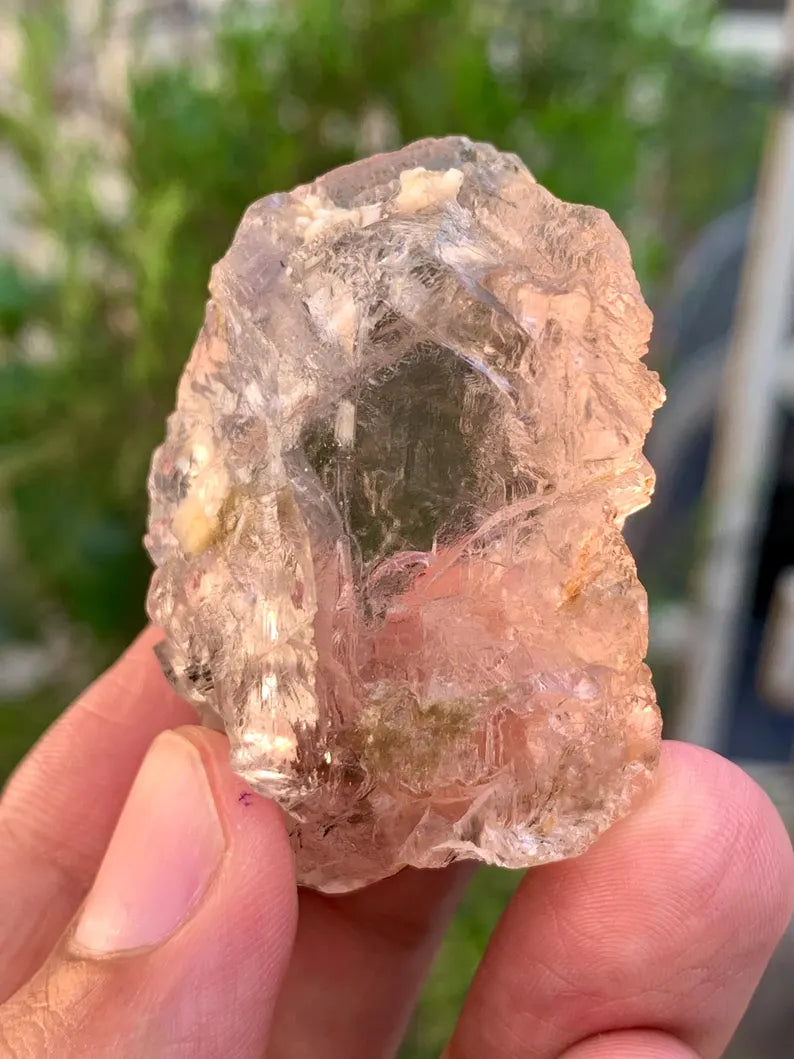 Faceted Pink Transparent Fluorite with Rutile from Pakistan - 50 Gram